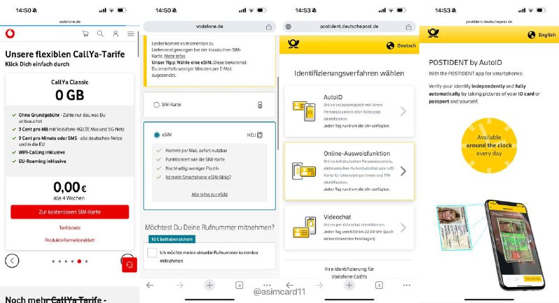 🇩🇪德国Vodafone已支持线上自助实名激活SIM/eSIM卡开卡方式